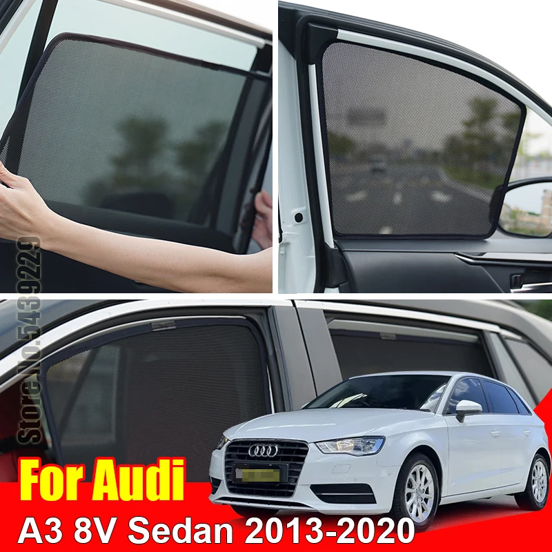 

Магнитный автомобильный солнцезащитный козырек для Audi A3 8V Sedan 2013-2020, сетчатая рамка переднего ветрового стекла, занавеска, задний козырек