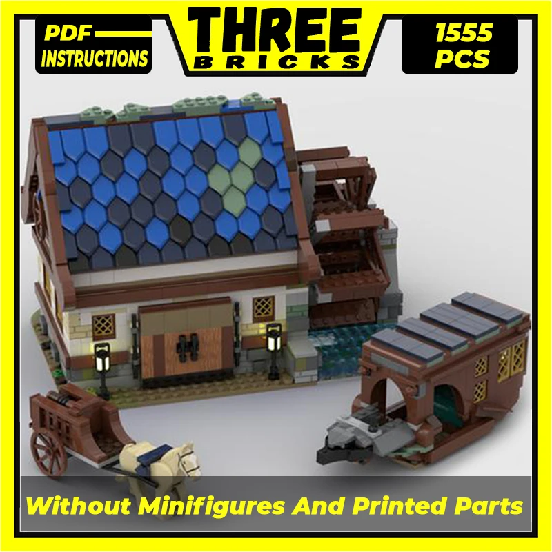 

Moc Building Blocks Medieval Series Medieval Watermill Technical Bricks DIY Assembly Construction Toys For Childr Holiday Gifts