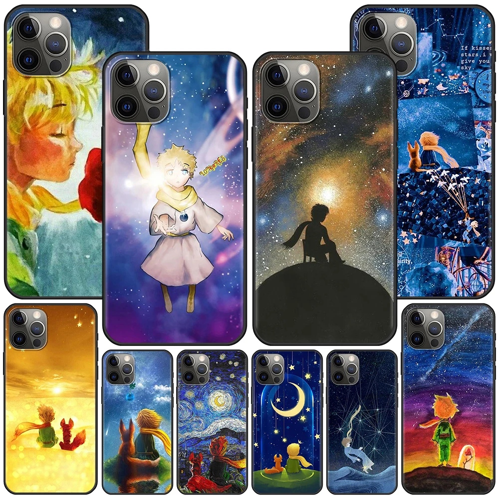 

Little Prince Anime Space Case for Apple iPhone 14 11 13 12 Pro Max XR 7 8 SE 2020 XS 6 6s Plus 5 5s Black Silicone Phone Cover