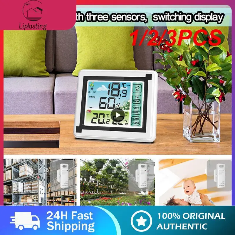 

1/2/3PCS Indoor Outdoor Thermohygrometer Touch Color Screen Weather Station Wireless Thermometer Hygrometer Temperature Humidity