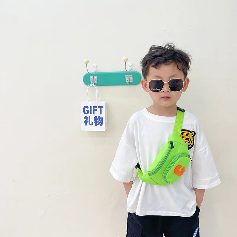 

Summer Waist Bags for Kids Letter Patch Fanny Pack Crossbody Purse Children Boys Candy Color Cute Waist Bag Handbags Belt Bags