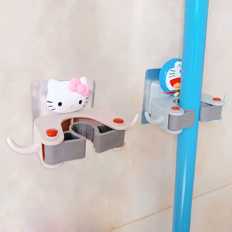 

Kawaii Sanriod Anime Surrounding Kitty Bathroom Toilet Punch-Free Mop Hook Broom Hanger Fixed Wall Hanger Sticky Hook Clip