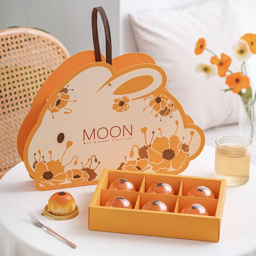 Es Cute Biscuit Wrapping Handmade Mid-autumn Mooncake Gift Box 6 Insert Yellow Mooncake