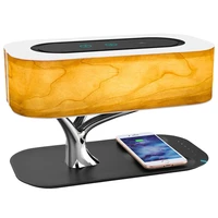 tree light wooden bark wireless blue tooth speaker desk lamp promise touch dimming bedroom multi function atmosphere speaker
