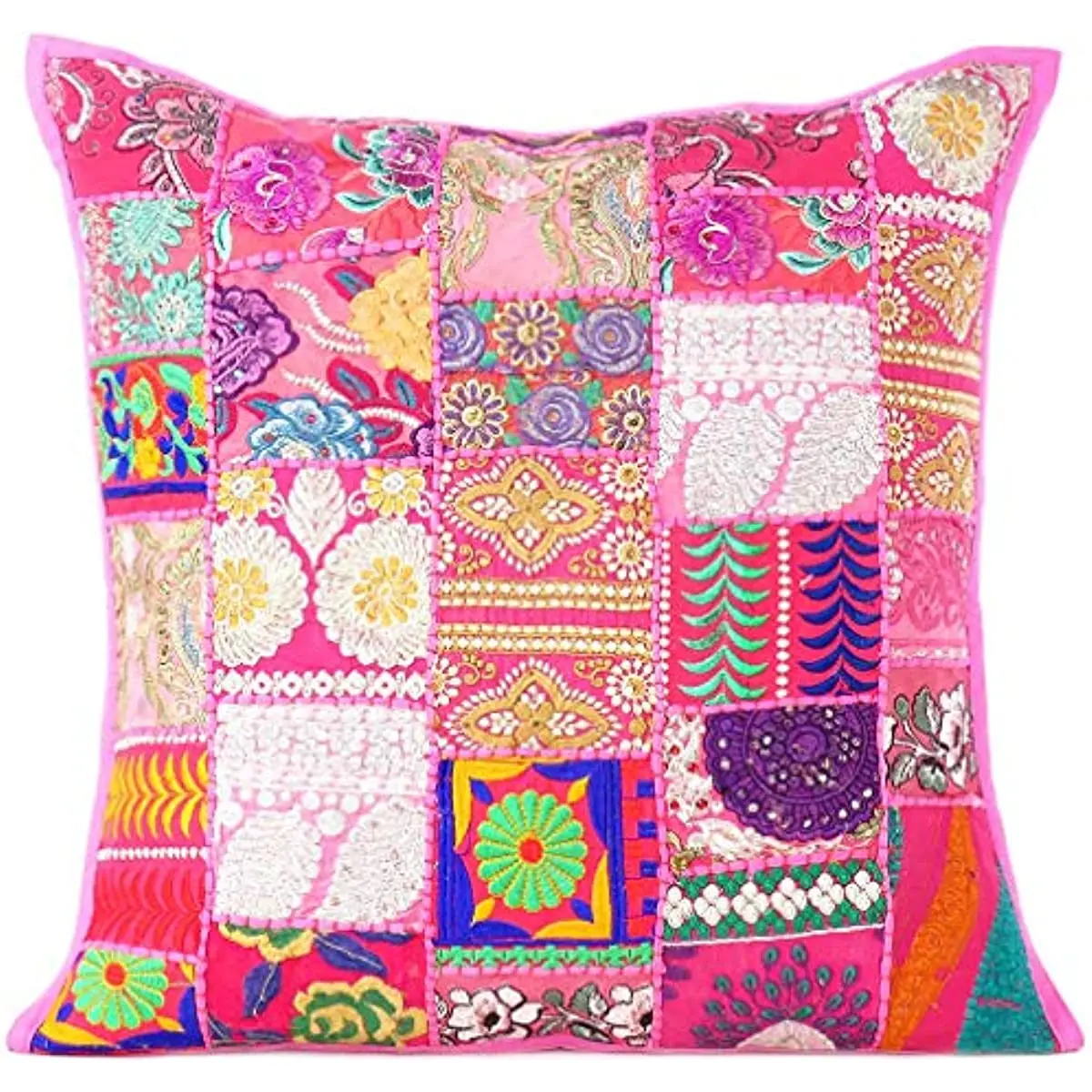 

Eyes of India Decorative Patchwork Boho Throw Pillow Cover Colorful Handmade Accent Bedroom Living Room
