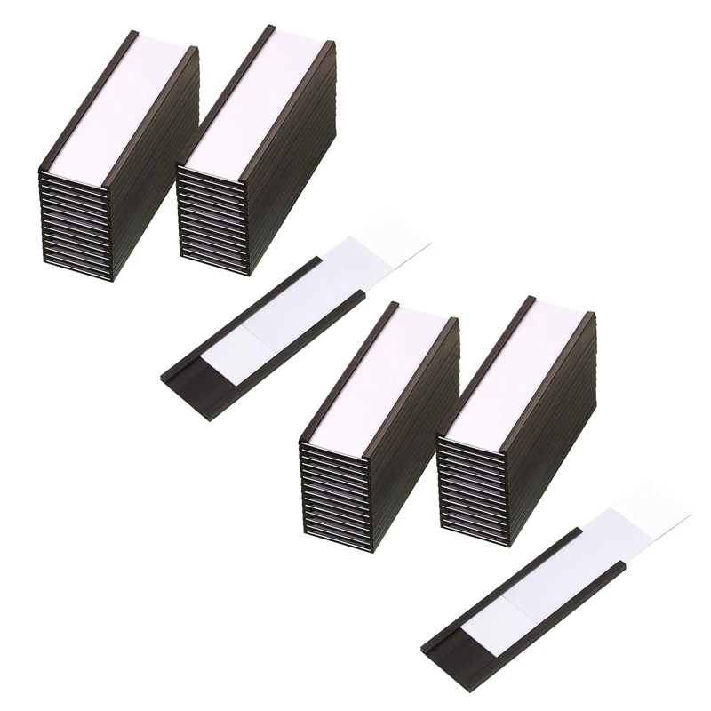 

60Pcs Magnetic Label Holders With Magnetic Data Card Holders With Clear Plastic Protectors For Metal Shelf (1 X 3 Inch)