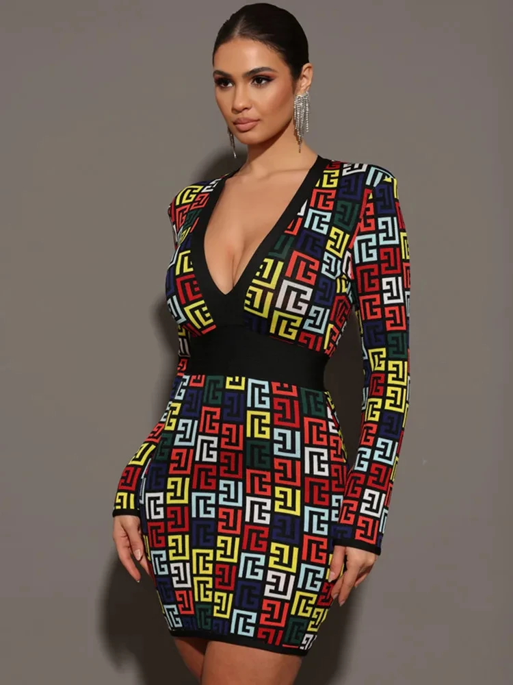 2024 женское сексуальное жаккардовое черное мини-облегающее бандажное платье