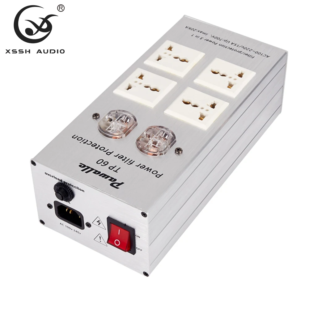 

XSSH Audio 100V ~ 220V 15A 15amp TP60 Power Filter Protection 3 in 1 HIFI US AC Distributor Universal Socket Electrical Outlet