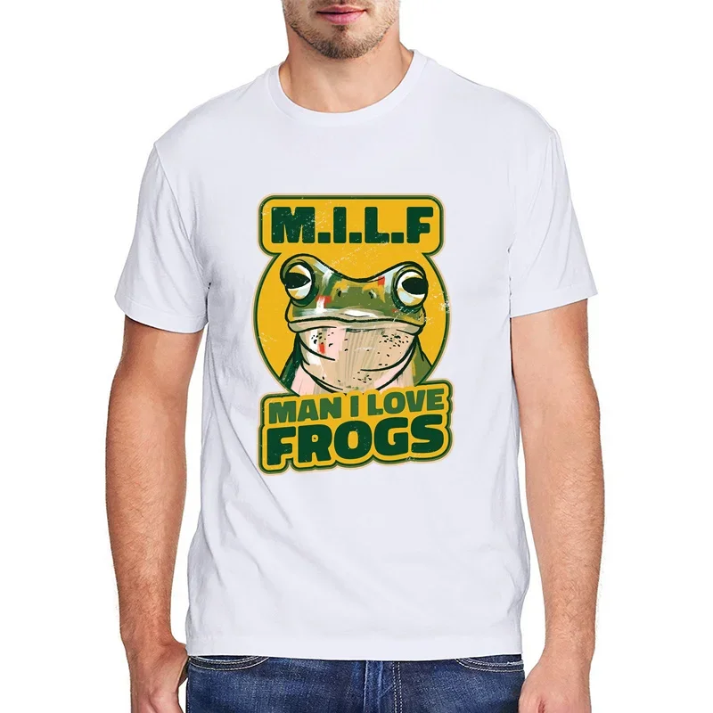 Kawaii Frog Graphic Топы с коротким рукавом M.I.L.F Man I Love Frogs ретро топы мужская одежда