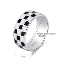 925 sterling silver female fashion ring finger light white black enamel cute cricle ring for women elegant temperament jewelry