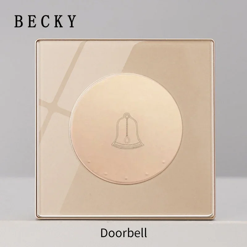 

86 тип европейского стандарта, автоматический сброс, переключатель дверного звонка, стеклянная панель, ЕС, Великобритания, пресс-переключатель, 16 А, домашний офис, вилла, отель