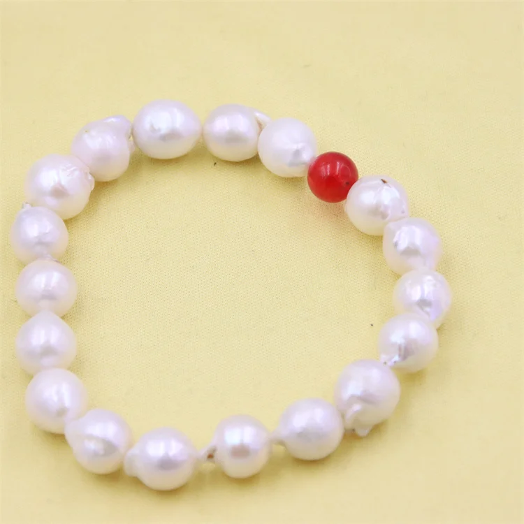 

DIY White Round Waterdrop Baroque Waterfresh Pearl Bracelets Elastic Rope Jewelry For Women Vintage Elegant Minimalistic Charm