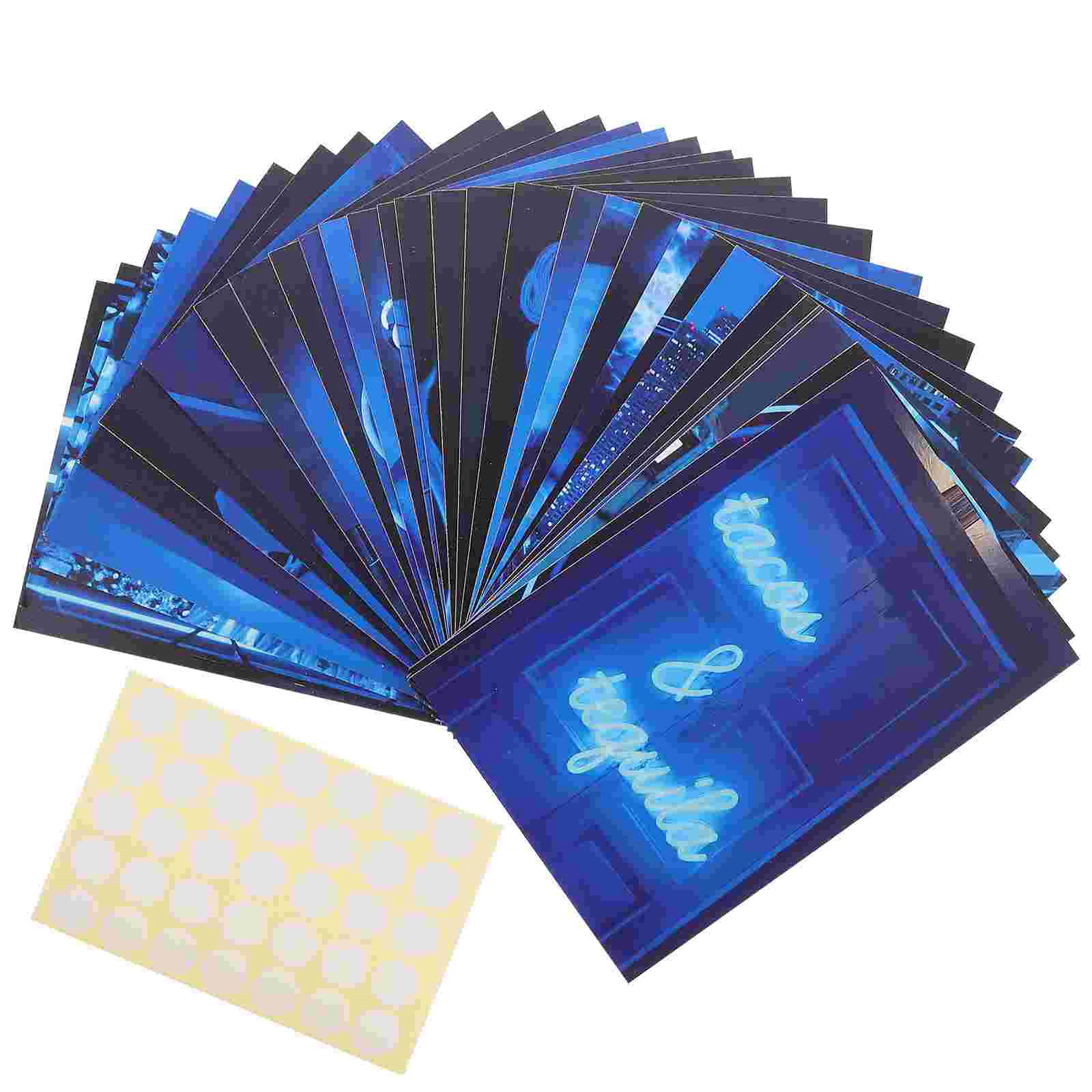 

50 Pcs Blue Neon Cards Wall Collage Kit For Bedroom Graduation Collage Kit