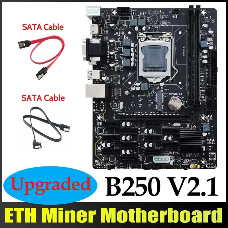 

B250 V2.1 BTC Mining Motherboard+2XSATA Cable 12XPCIE LGA1151 Dual Channel DDR4 MSATA USB3.0 B250 ETH Mining Motherboard