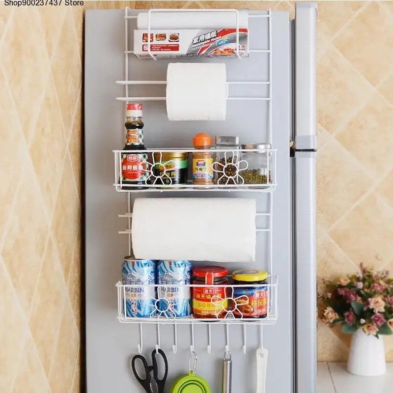 

Folding Fridge Storage Multi-Layer Sidewall Holder Kitchen Organizer Refrigerator Rack Fridge Side Shelf Household Hanging Hook