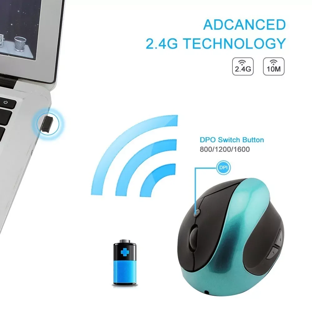 

Mouse Rechargeable Vertical Ergonomic Mause USB Optical Mouse 6D 1600 DPI Computer Gaming Mice For PC Laptop Desktop