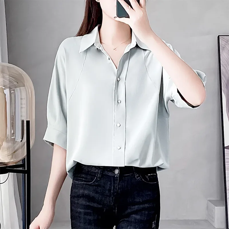 Women's Summer New Style French Short Sleeve Casual Loose Fit Versatile Top Nichewhiteshirt SensibilityDemarche Design