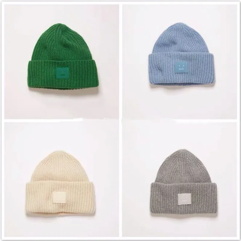 

2022 AC studios men's and women's winter hats wool blend knit wool smile matching hats women's knit bonnets women's hats 2022