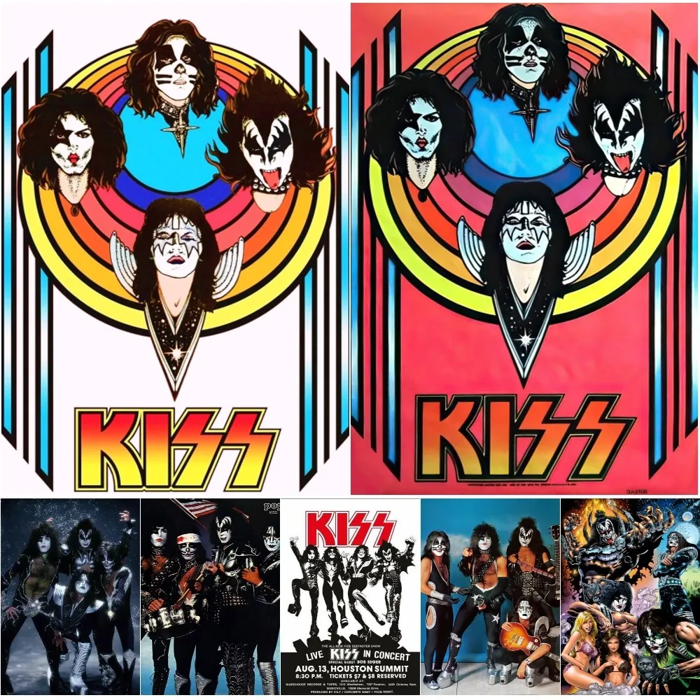 

Kiss постер музыкальной группы бумажная печать для дома, гостиной, спальни, входа, бара, ресторана, кафе, художественная живопись, украшение