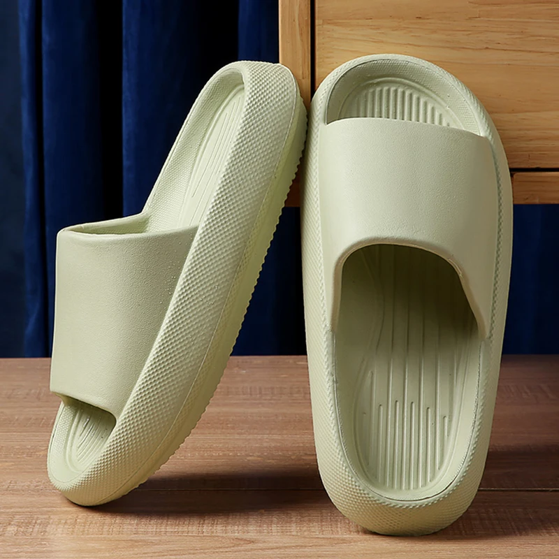 

Band Slippers Women Men 4CM Thick Platform Slippers 2022 Summer EVA Soft Indoor Home Slides Non-slip Beach Sandals Men Bath Shoe