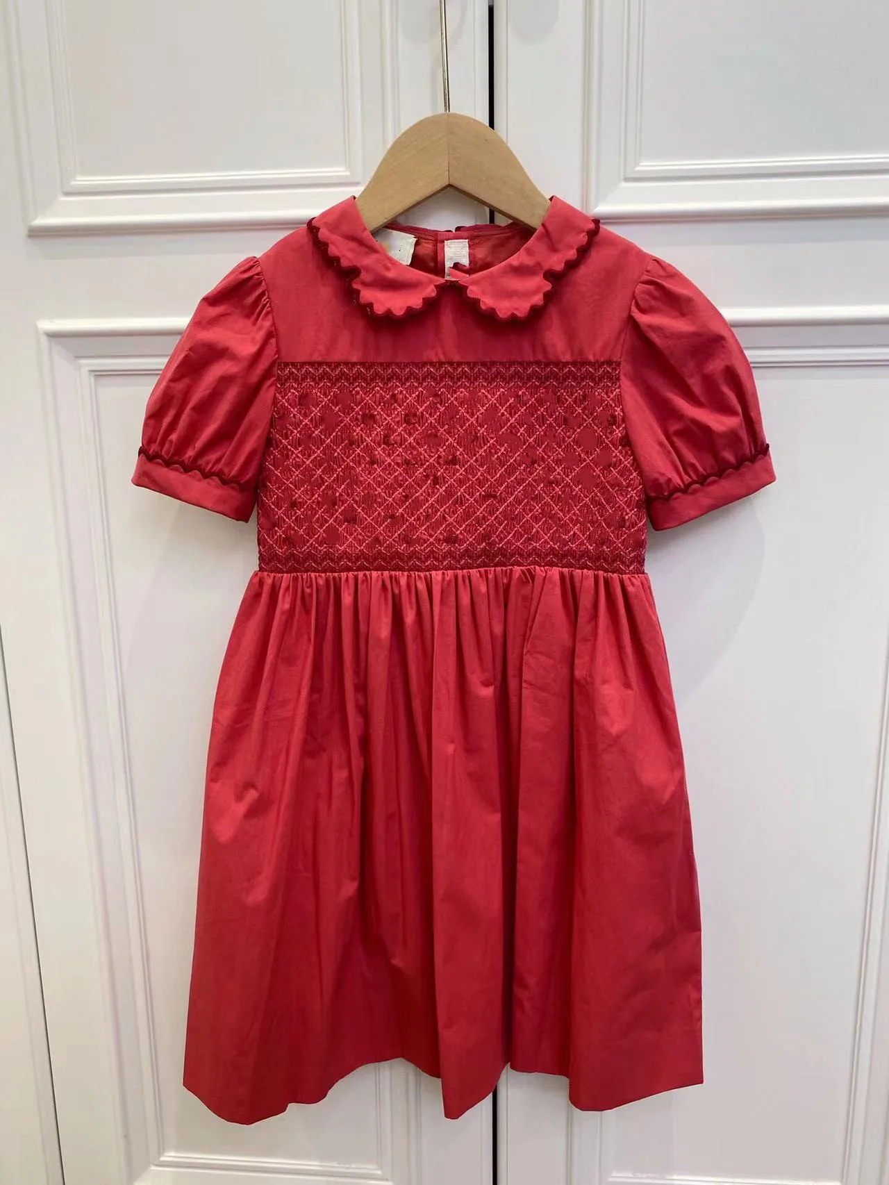 

2022 Summer New Short Sleeve Chinese Red Girls Dress Party Princess Girls Clothing 100-160cm