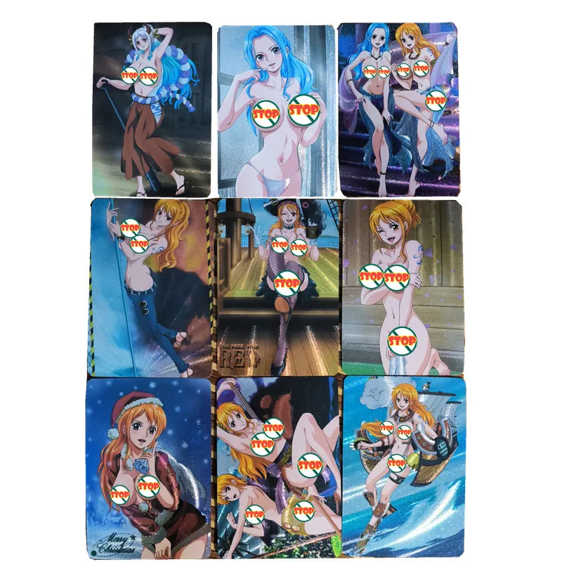 

9pcs/set ONE PIECE Nami Robin Hancock Dragon Ball Bulma Sexy Nude Toys Hobbies Hobby Collectibles Game Collection Anime Cards