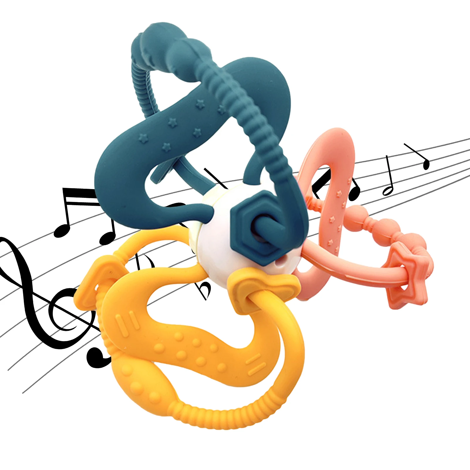 

Soft Teeth Rattle Ball Toys Long-Lasting Babies Rattle & Sensory Teething Toys For Gifts Relieve Babies’ Toothache Easy To