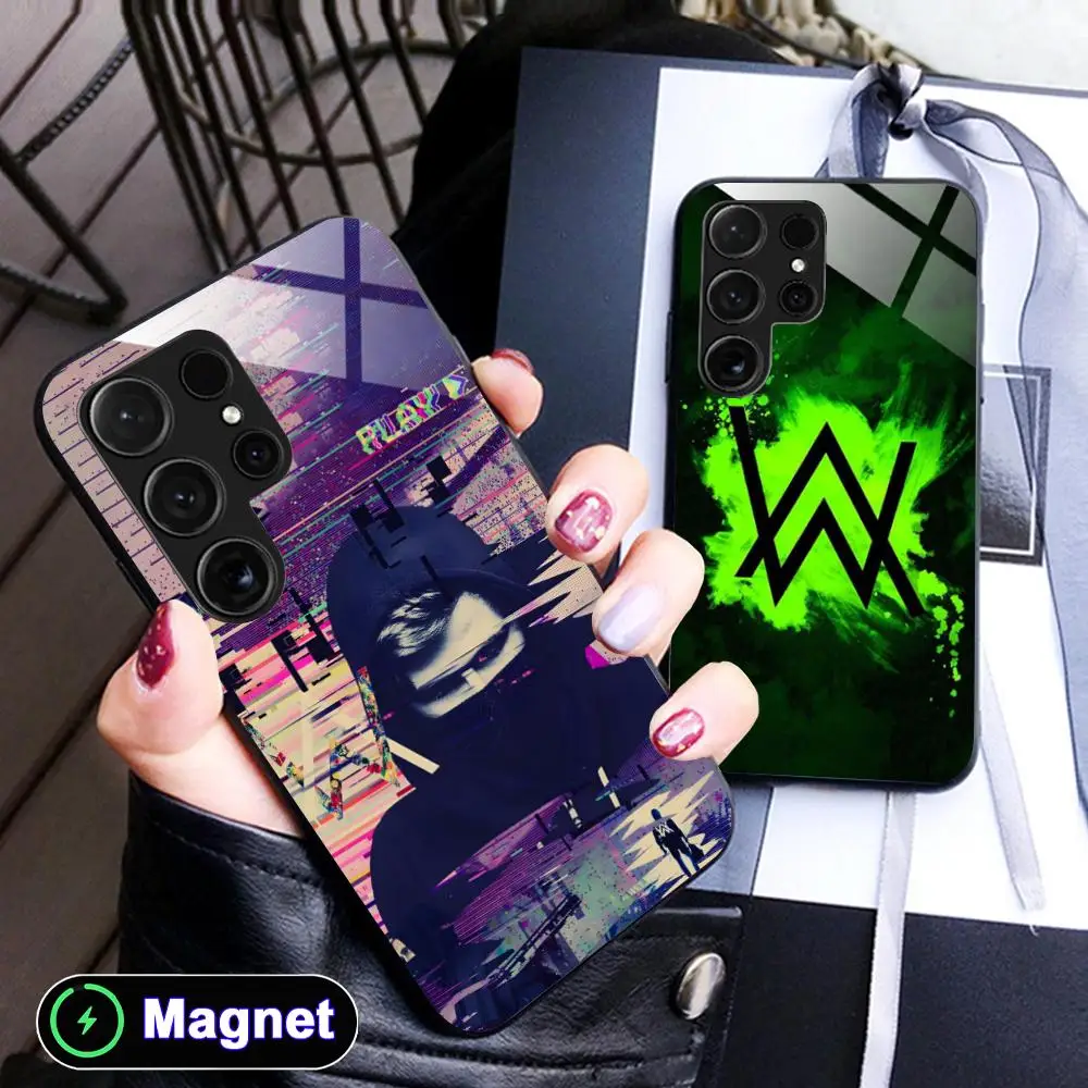 Фото Чехол для телефона DJ Alan Walker для Samsung Galaxy S26 S25 S24 S23 S22 S21 S20 Note20 Plus FE Ultra, стеклянный магнитный чехол №4