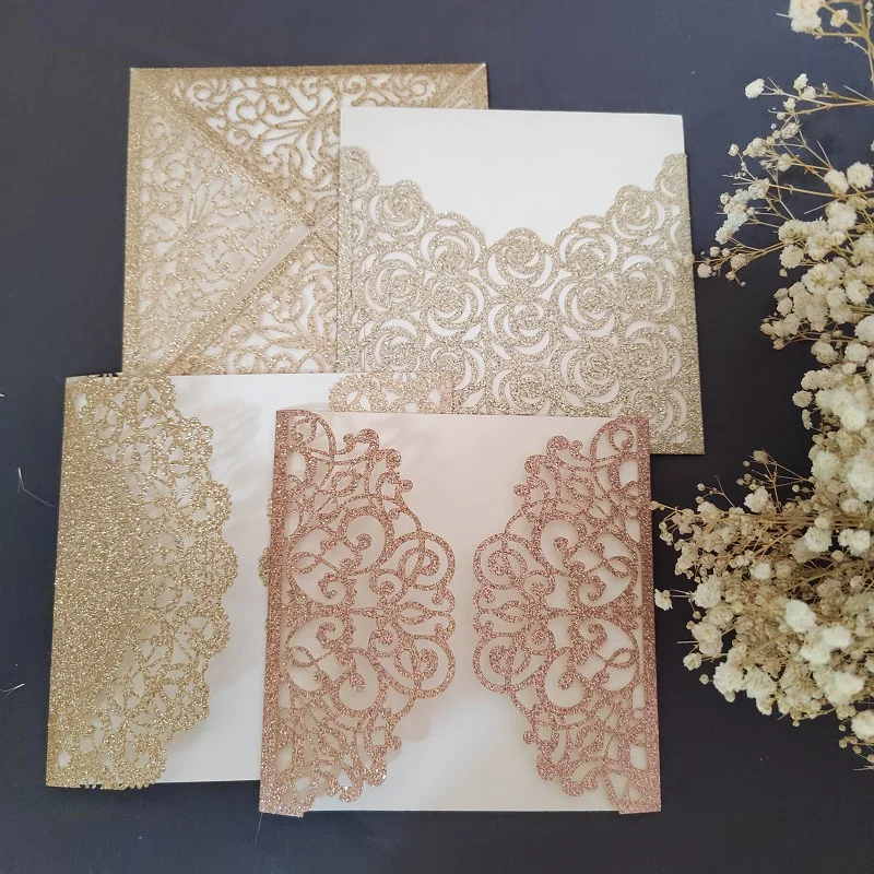 50 шт. кружевные карманные приглашения на день рождения