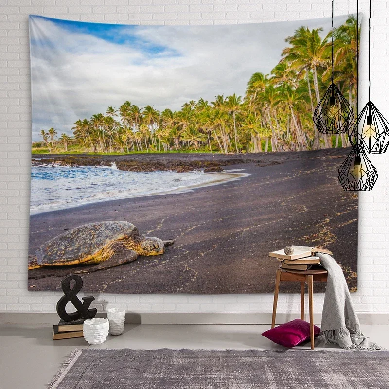 Милый гобелен с черепахой подводный мир фон настенное художественное украшение