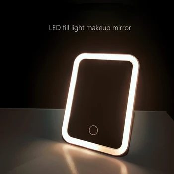 LED Touch Screen Makeup Mirror Folding Mirror Lighted Makeup Mirror 3 Colors Light Modes USB Rechargeable Cosmetic Mirror Tools 1