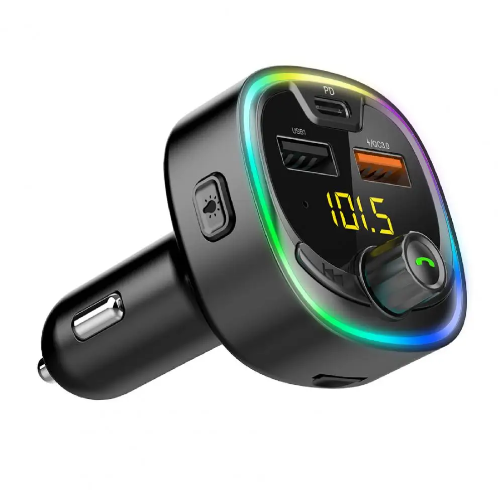 

FM Transmitter Modulator Auto LED MP3 Player Bluetooth 5.0 Fast USB Car Charger Aux Radio Hands Free 12V-24V Car Accessories