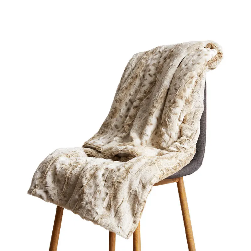 

Autumn And Winter Household Blanket Thickened White Leopard Print Blanket Office Nap Blanket Double Layer Warm Striped Knee Blan