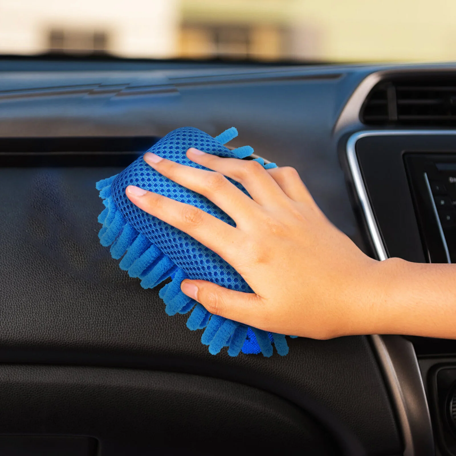 

4 Pcs Tableware Blue Outfit Sponge Wax Applicator Pad Small Car Chenille Travel