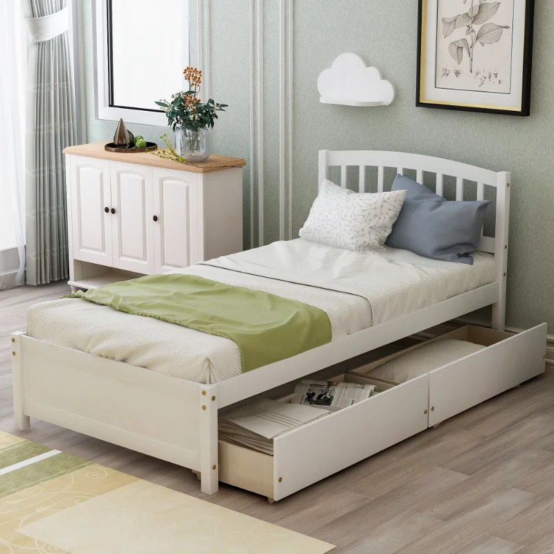 With Two Drawers And Headboard\  White （previous Sku: Sf000062kaa） White