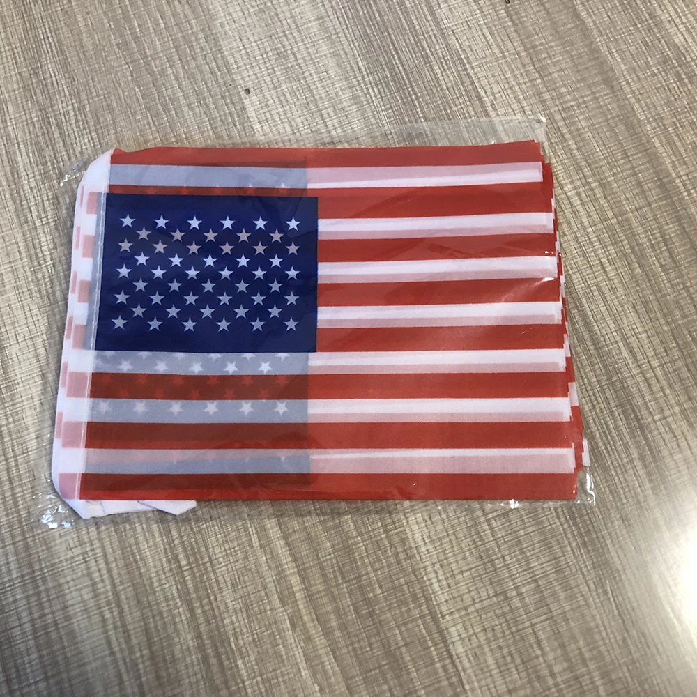 

20pcs/lot American bunting flags 14x21cm polyester Pennant USA String flags Banner Buntings Festival Party Holiday decoration