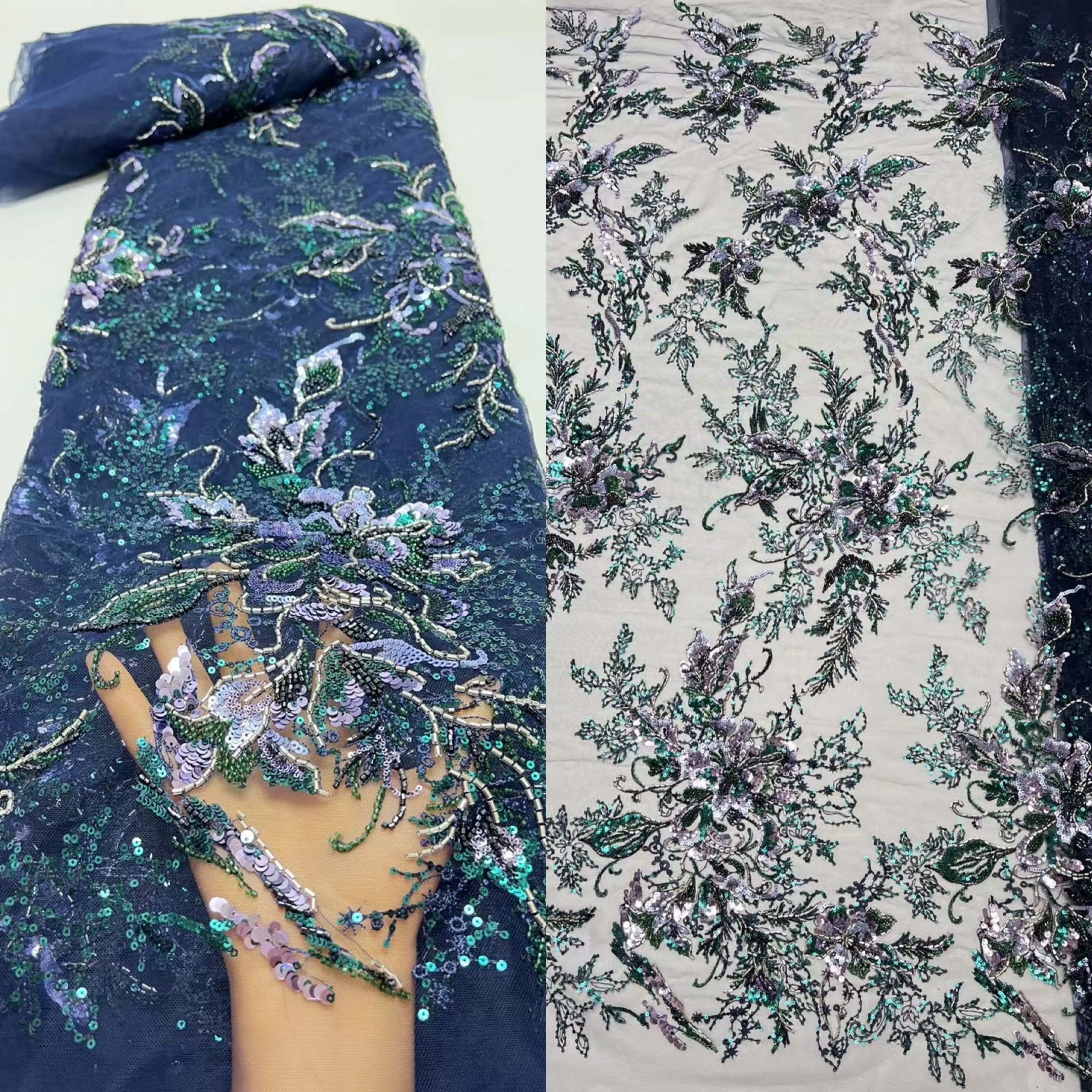 

Нигерийские бусины, кружевная ткань, Африканское кружево, ткань, Женская Высококачественная кружевная ткань с блестками и бисером, французская кружевная ткань для платья