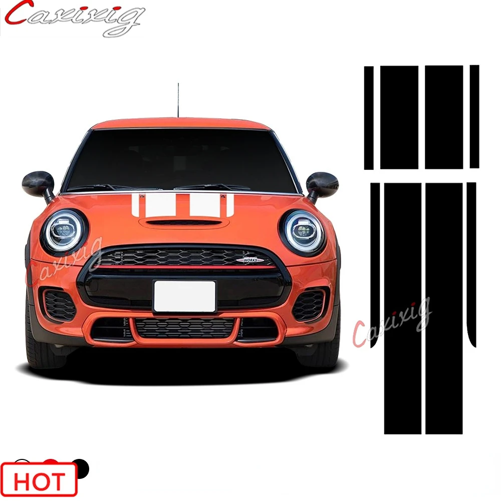 

Car Styling Front Bonnet & Rear Stripes Hood Trunk Engine Cover Decal Car Stickers For BMW MINI John Cooper Works F56 JCW