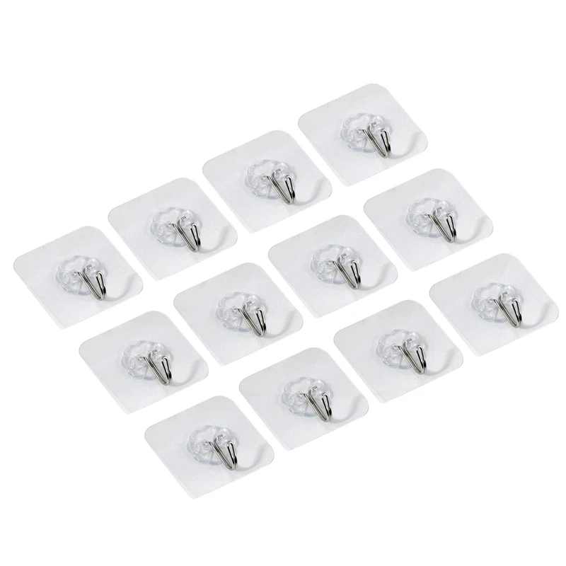 

32 Pieces Wall Hooks Self-Adhesive Transparent Hooks 7 Cm X 7 Cm Hooks For The Kitchen Bathroom Door Ceiling Bracket