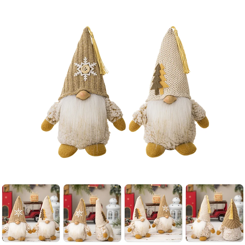 

2 Pcs Christmas Decor Car Gnome Room Decorations Ornaments Indoor Tabletop Centerpiece Holiday Baby