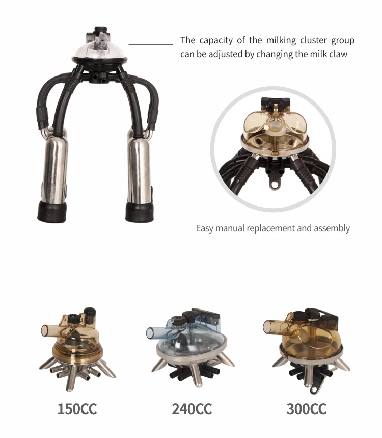 

with 450CC Milking Claw Cluster Group for Cow Mobile Milking Machine