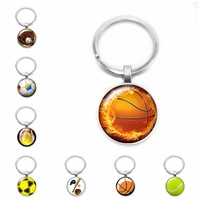 2019 new basketball logo key ring basketball enthusiasts key ring 25mm glass convex round key ring gift jewelry