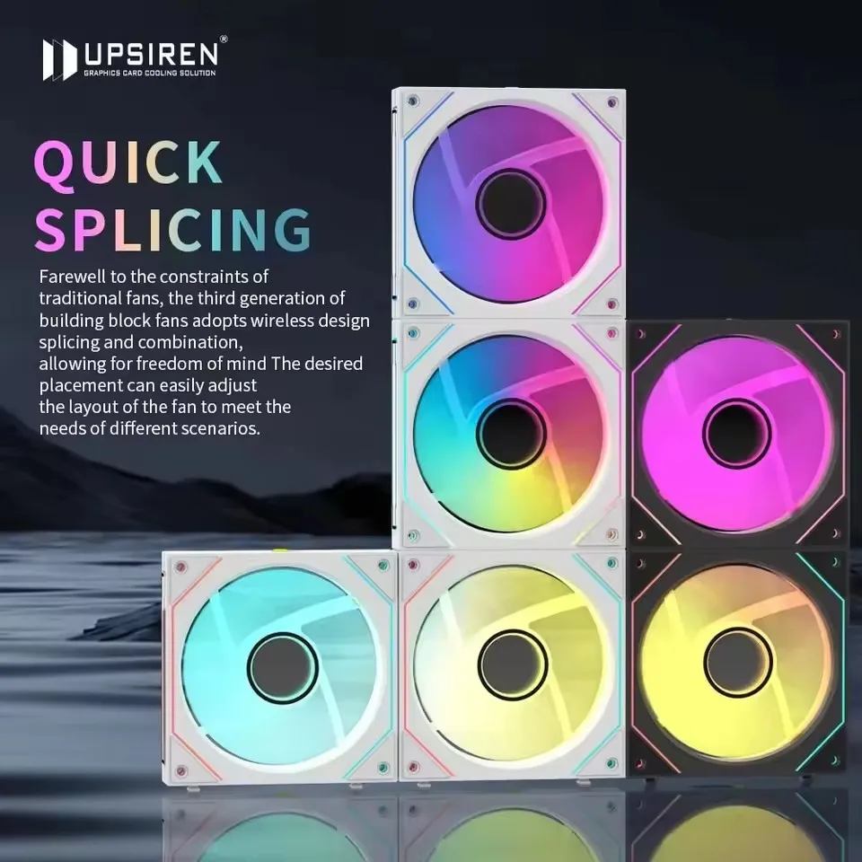 Фото UPSIREN WF-2 3 шт., бесплатный вентилятор для шасси, 12 см, 5 В, 3 контакта, ARGB/4 контакта, ШИМ, вентиляторы с большим объемом воздуха, 47,2 куб. футов FM/800-1800 об/мин/30 дБА №2