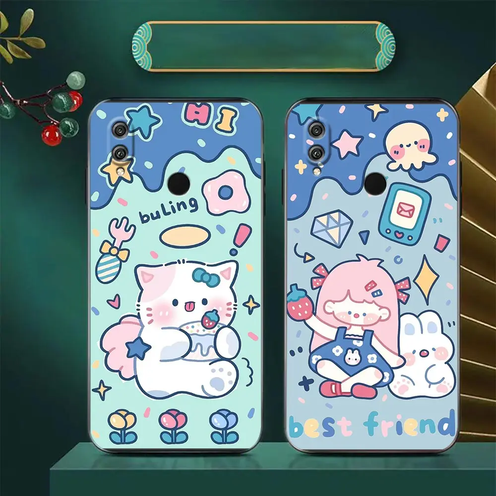 Case For HUAWEI Honor 9X 9 8 8X Max 80 70 60 50 30 20 10 10I NOTE 10 Lite Pro Case Funda Coque Shell Capa Cartoon Cream Rabbit