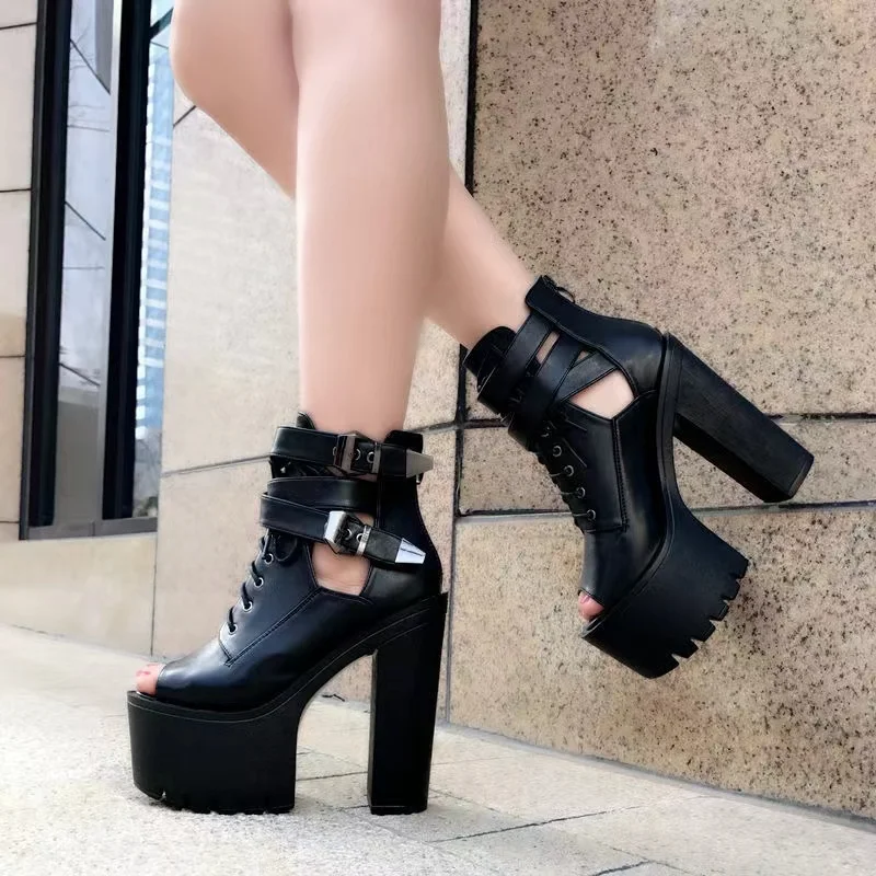 

2022 весенняя женская обувь летние сапоги женские модные босоножки на шнуровке с открытым носком большой размер 43 обувь для женщин