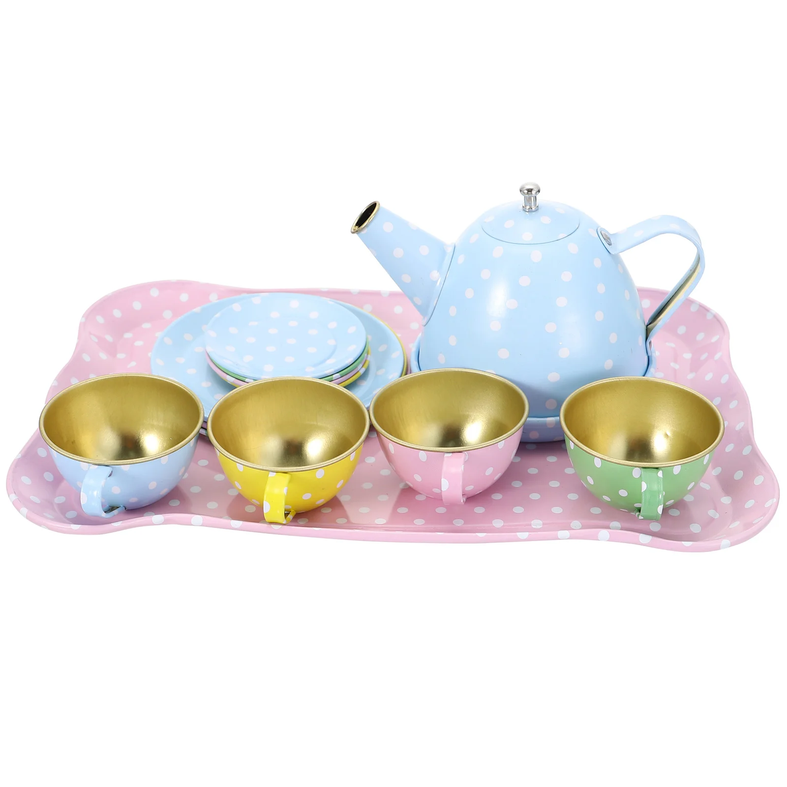 

Set/15pcs Doll House Decorations Accessories Mini Tea Ware Simulation Kitchen Children Toy Tea Kit Tinplate Tableware