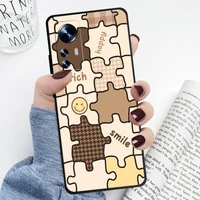 smiley jigsaw phone case for xiaomi redmi note 10 pro note 9 note 8 9 9t 9a 9c 9i 10 pro max 5g 9t 9s black silicone cover