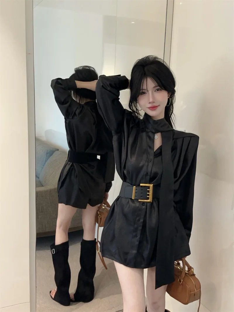 Офисная женская элегантная Свободная юбка MiiiiX осень 2024 дизайнерская длинная