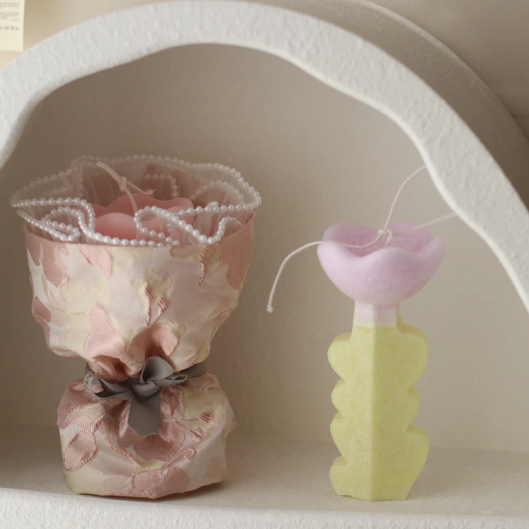 Фото DIY форма для свечей, форма для подсвечника в виде тюльпана, инструмент для изготовления свечей, тюльпан, ароматическая свеча, гипсовая силиконовая форма, креативный домашний декор, подарок №4