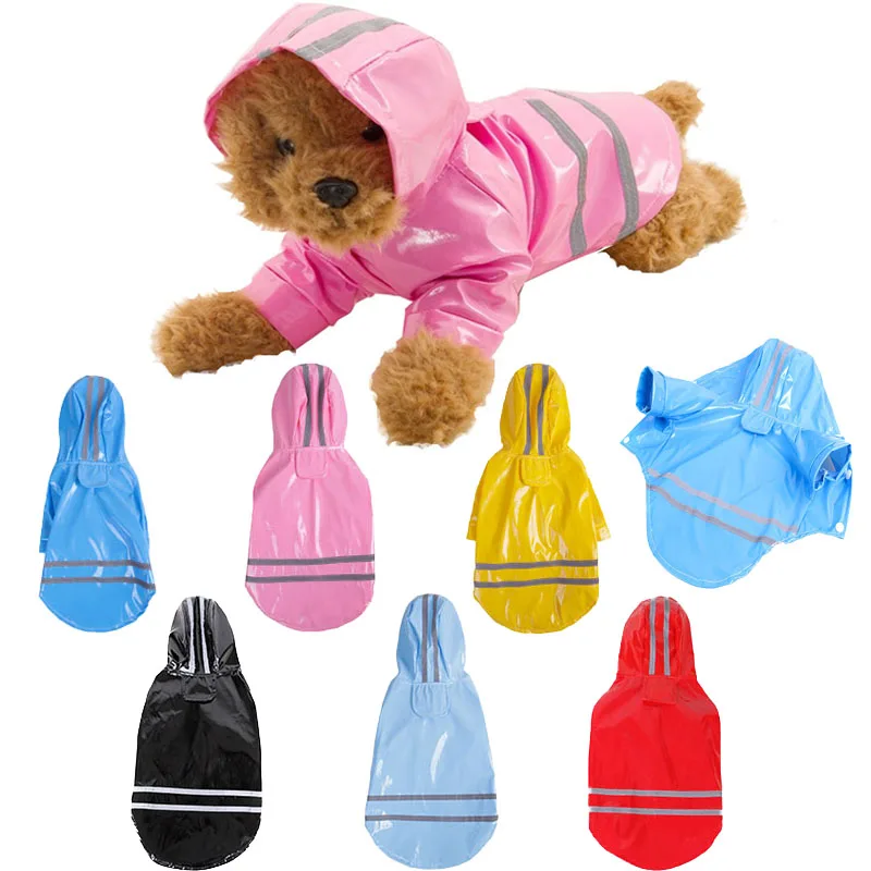 

Pets Dog Clothes Hooded Raincoats Reflective Strip Dogs Rain Coat Waterproof Jackets Handsome Outdoor Breathable Clothes For Dog